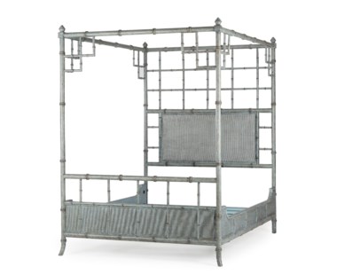 Bamboo 4 Poster Bed - Powder Green / UK King